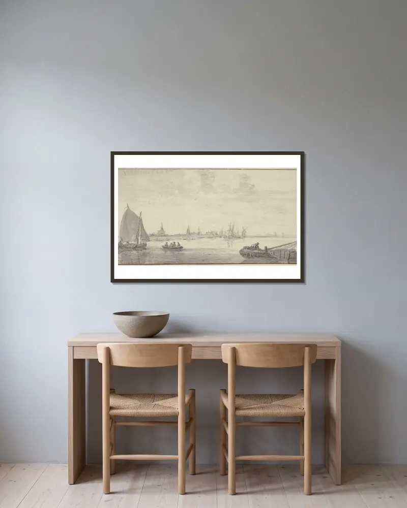 Pohled na Willemstad, obec Moerdijk, Aelbert Cuyp v rámu na stěně