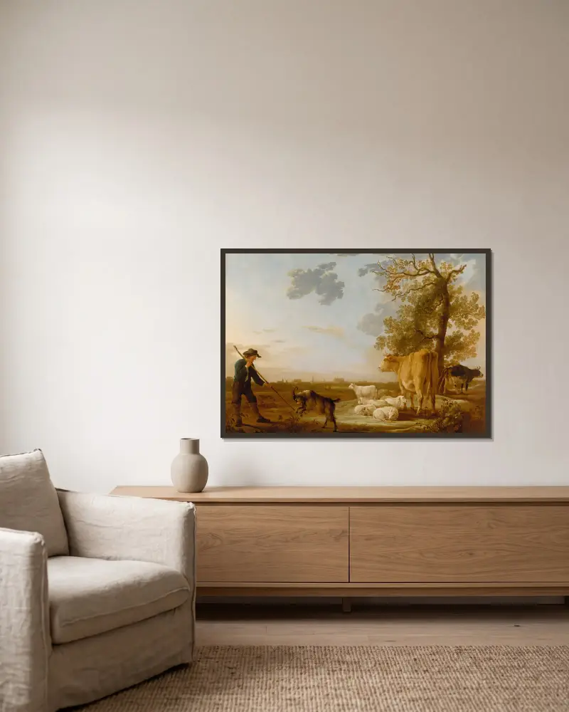 Krajobraz bydłem, Aelbert Cuyp w ramie na ścianie