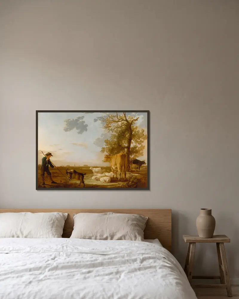 Krajobraz bydłem, Aelbert Cuyp w ramie na ścianie