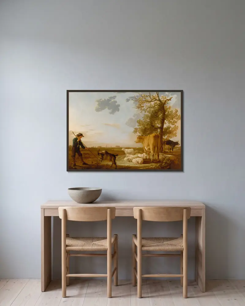 Krajobraz bydłem, Aelbert Cuyp w ramie na ścianie