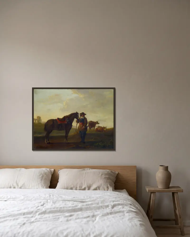 Officer with Horse av Aelbert Cuyp inramad på en vägg