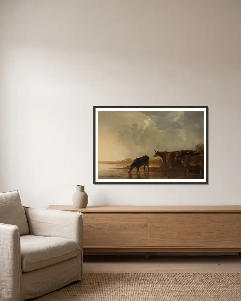 Flusslandschaft mit Kühen von Aelbert Cuyp gerahmt an einer Wand