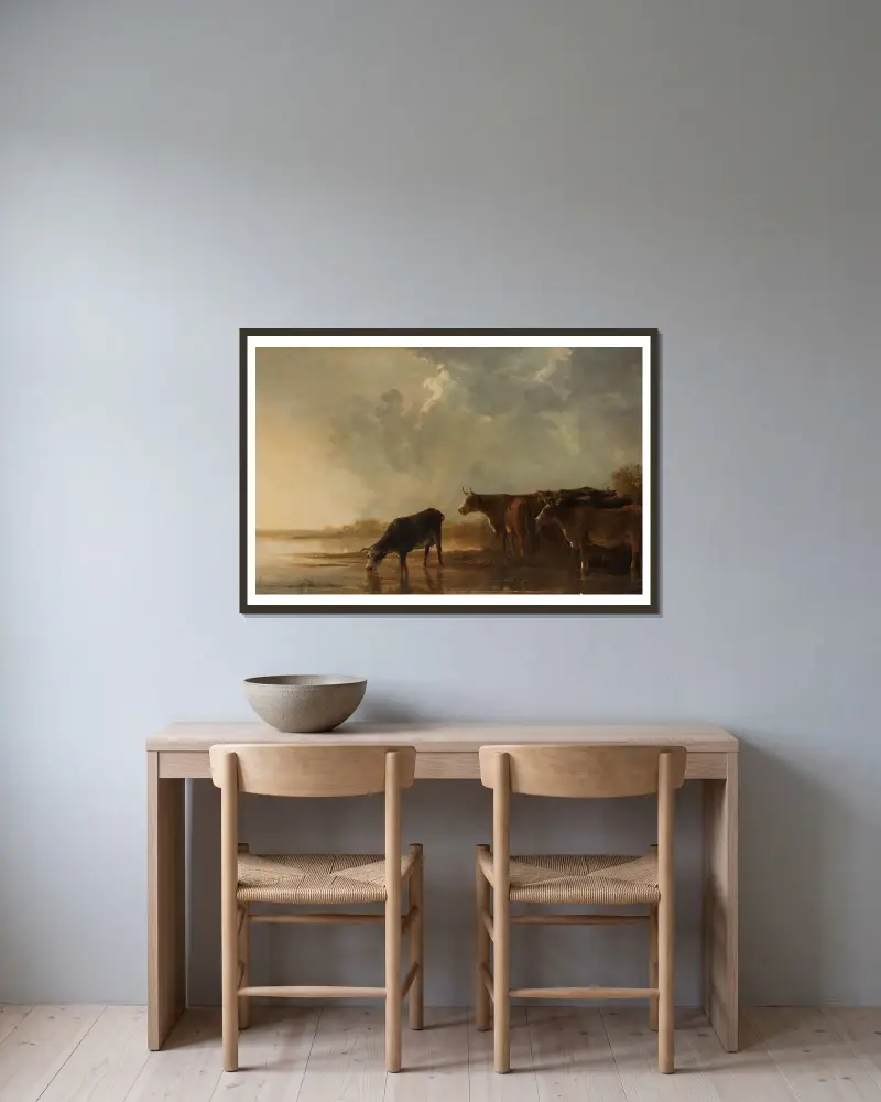 Flusslandschaft mit Kühen von Aelbert Cuyp gerahmt an einer Wand