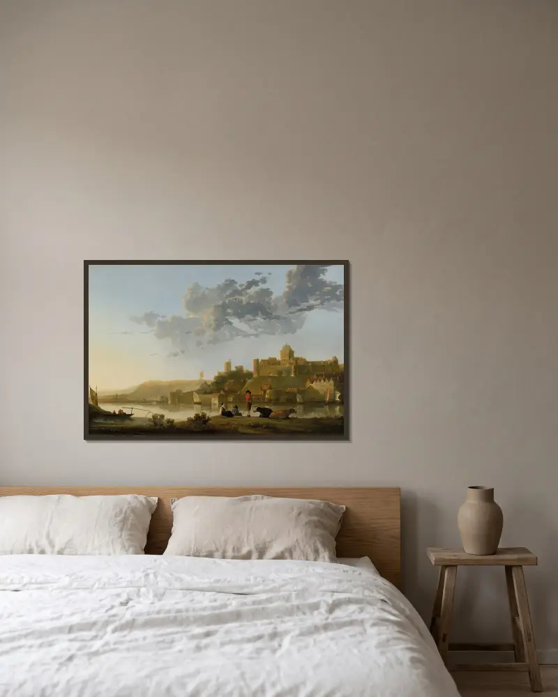 The Valkhof at Nijmegen av Aelbert Cuyp inramad på en vägg