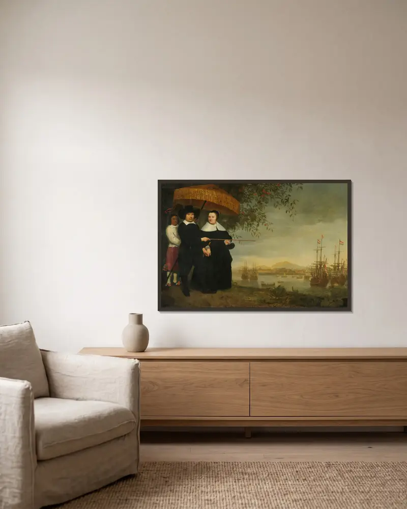 VOC Senior Merchant av Aelbert Cuyp inramad på en vägg