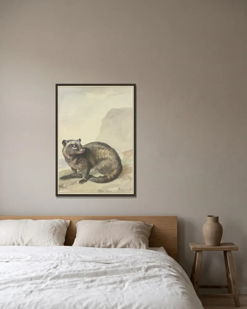 Ein seltsames zahmes Kätzchen von Aert Schouman gerahmt an einer Wand
