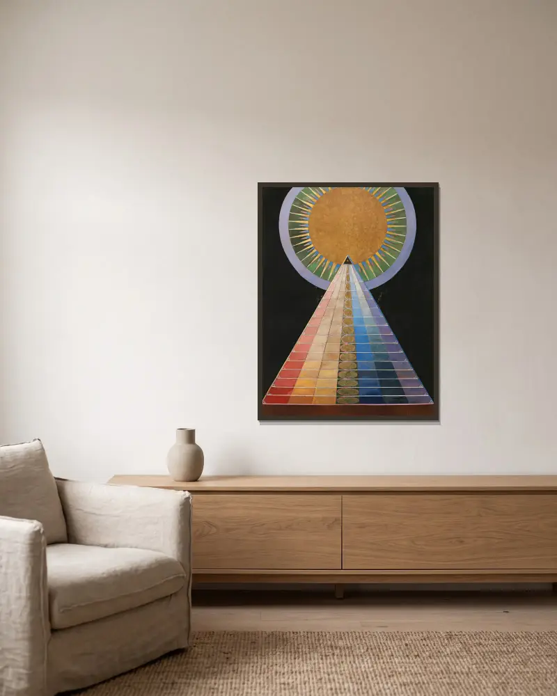 Oltářní obraz č. 1, skupina X, Hilma af Klint v rámu na stěně