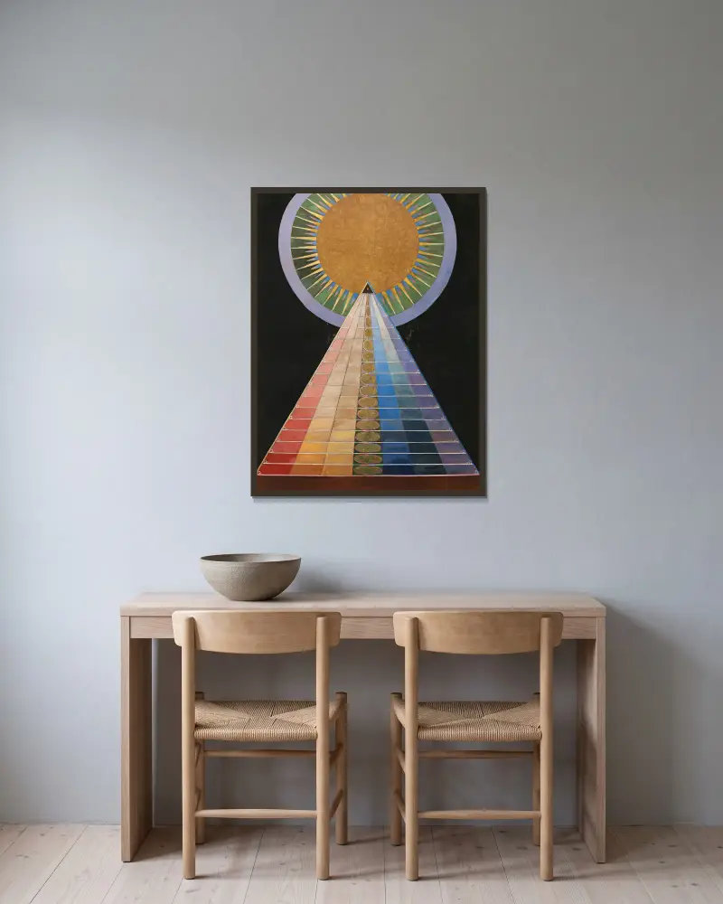 Oltářní obraz č. 1, skupina X, Hilma af Klint v rámu na stěně