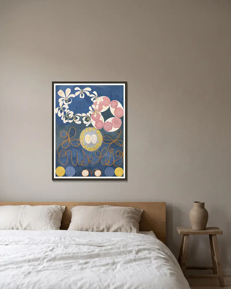 Barndomsgruppen IV av Hilma af Klint inramad på en vägg