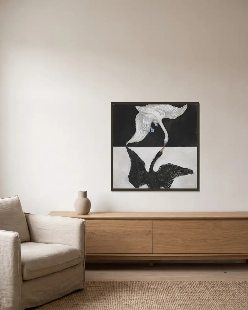 Gruppe IX, SUW, Der Schwan, Nr. 1 von Hilma af Klint gerahmt an einer Wand