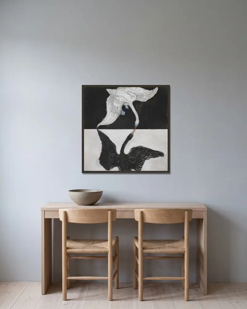 Gruppe IX, SUW, Der Schwan, Nr. 1 von Hilma af Klint gerahmt an einer Wand