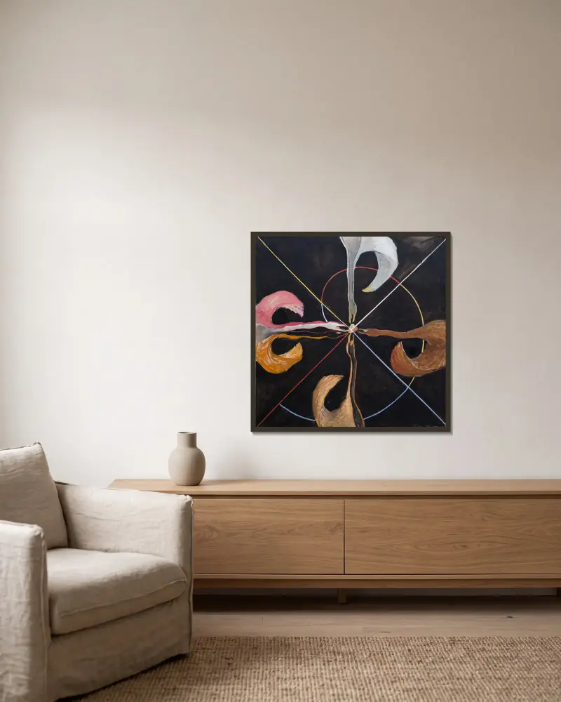 Gruppe IX SUW, Der Schwan Nr. 7 von Hilma af Klint gerahmt an einer Wand