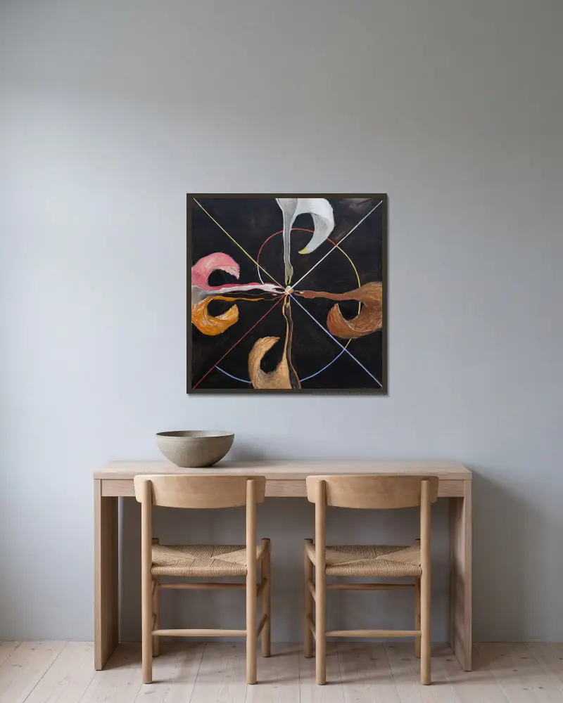 Gruppe IX SUW, Der Schwan Nr. 7 von Hilma af Klint gerahmt an einer Wand