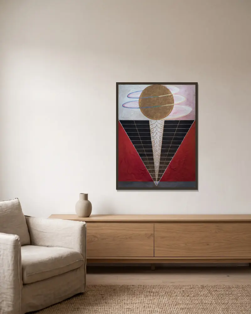 Gruppe X, Nr. 2, Altarbild von Hilma af Klint gerahmt an einer Wand