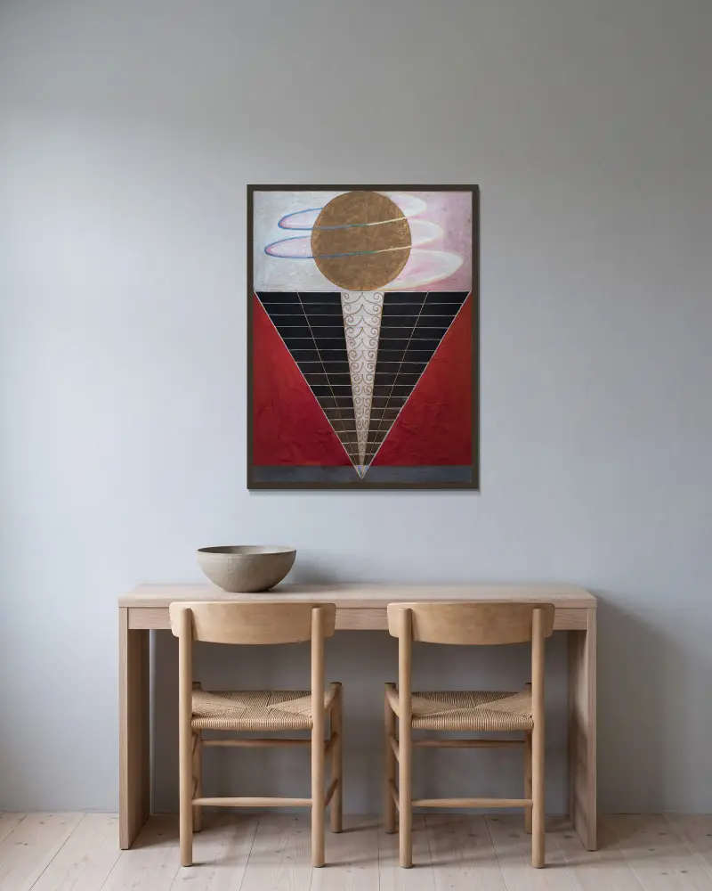 Gruppe X, Nr. 2, Altarbild von Hilma af Klint gerahmt an einer Wand