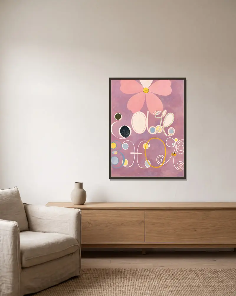 De tio största, nr 5, Vuxenlivet av Hilma af Klint inramad på en vägg