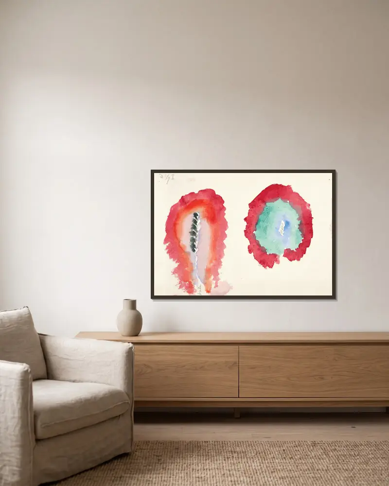 Vete och malört av Hilma af Klint inramad på en vägg