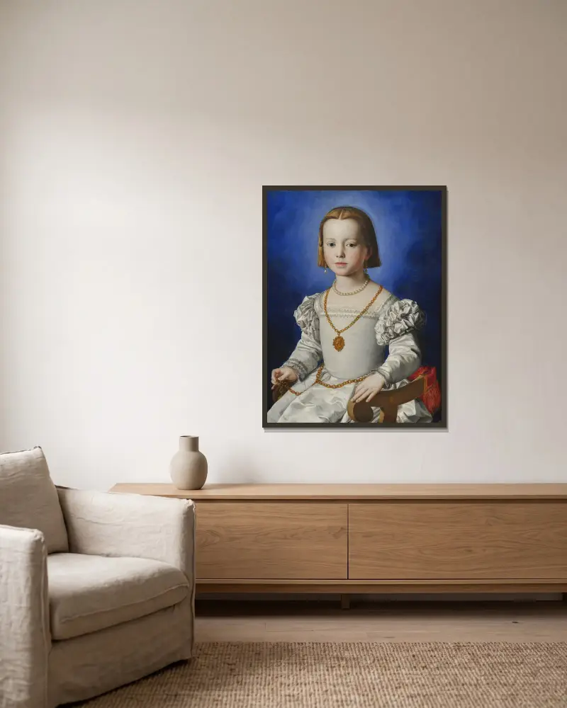 Bia di Cosimo de’ Medici av Agnolo Bronzino inramad på en vägg