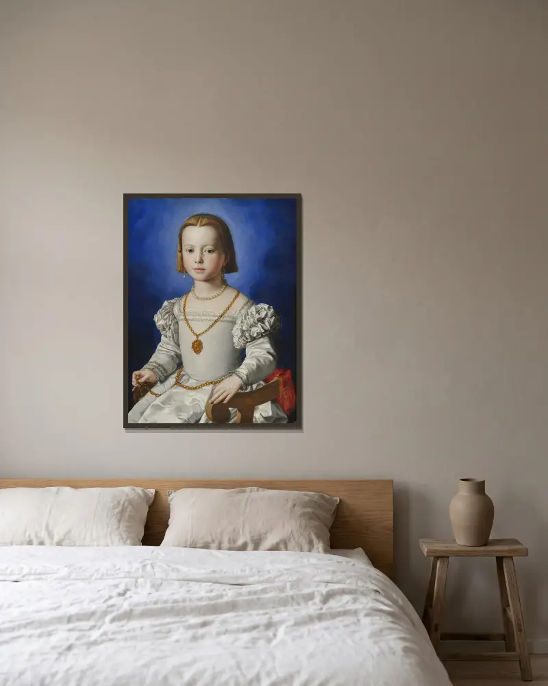 Bia di Cosimo de’ Medici av Agnolo Bronzino inramad på en vägg