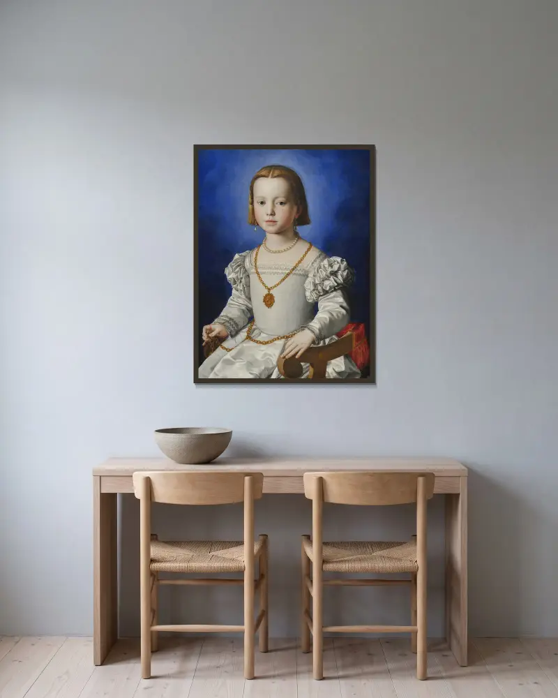 Bia di Cosimo de’ Medici av Agnolo Bronzino inramad på en vägg