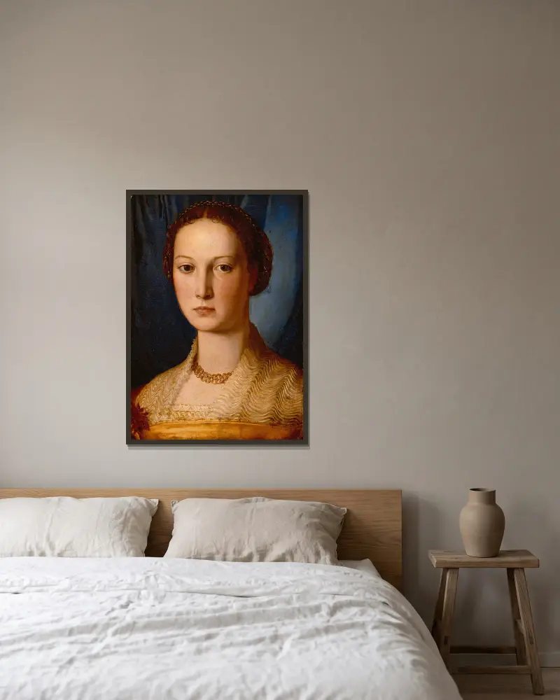 Costanza Da Sommaia von Agnolo Bronzino gerahmt an einer Wand