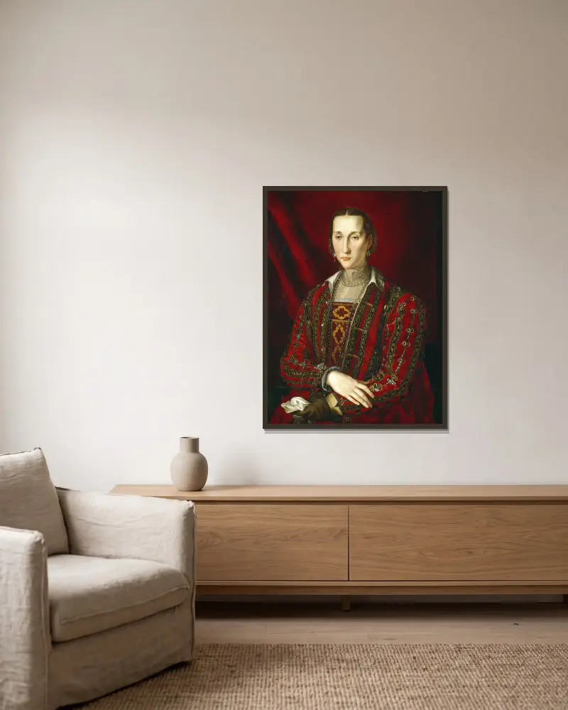 Eleonora di Toledo von Agnolo Bronzino gerahmt an einer Wand