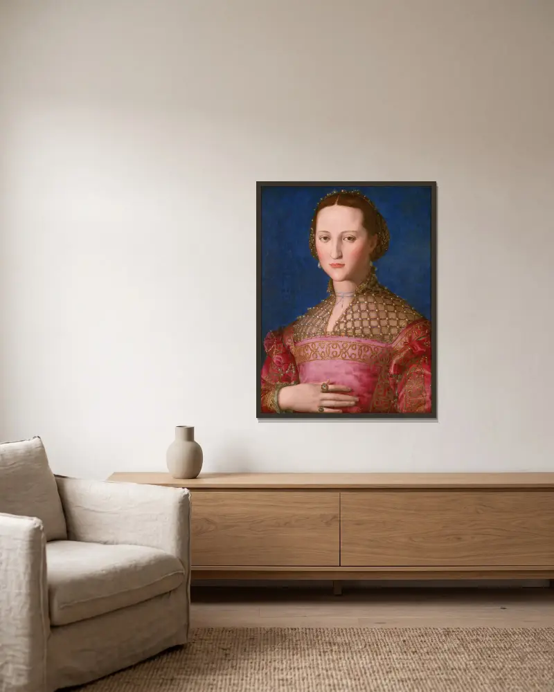 Eleonora von Toledo von Agnolo Bronzino gerahmt an einer Wand