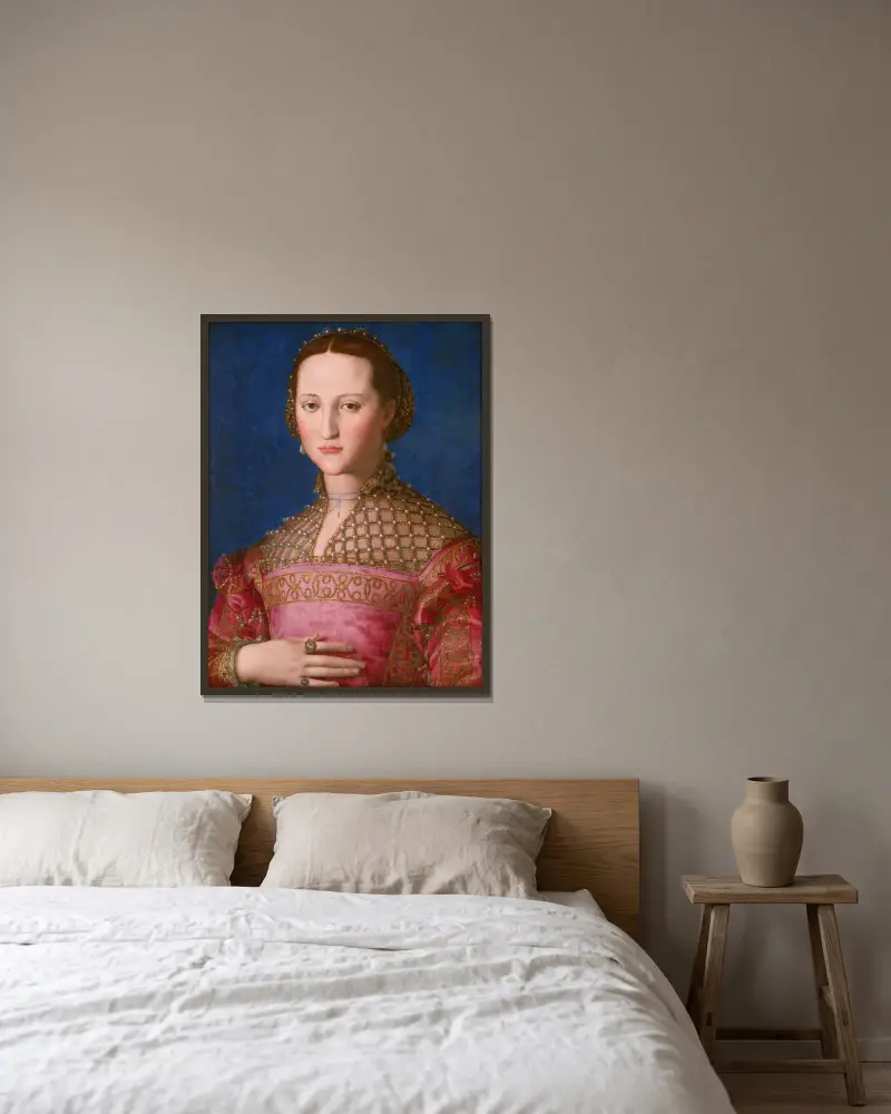 Eleonora von Toledo von Agnolo Bronzino gerahmt an einer Wand