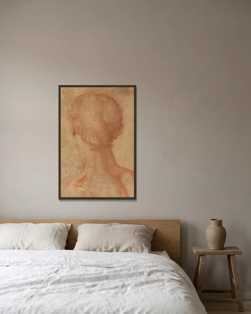 Männerkopf von hinten von Agnolo Bronzino gerahmt an einer Wand
