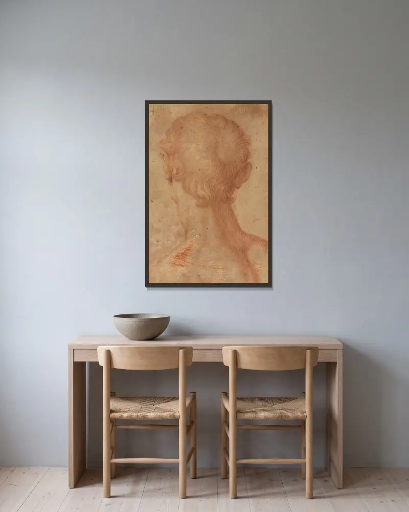 Männerkopf von hinten von Agnolo Bronzino gerahmt an einer Wand