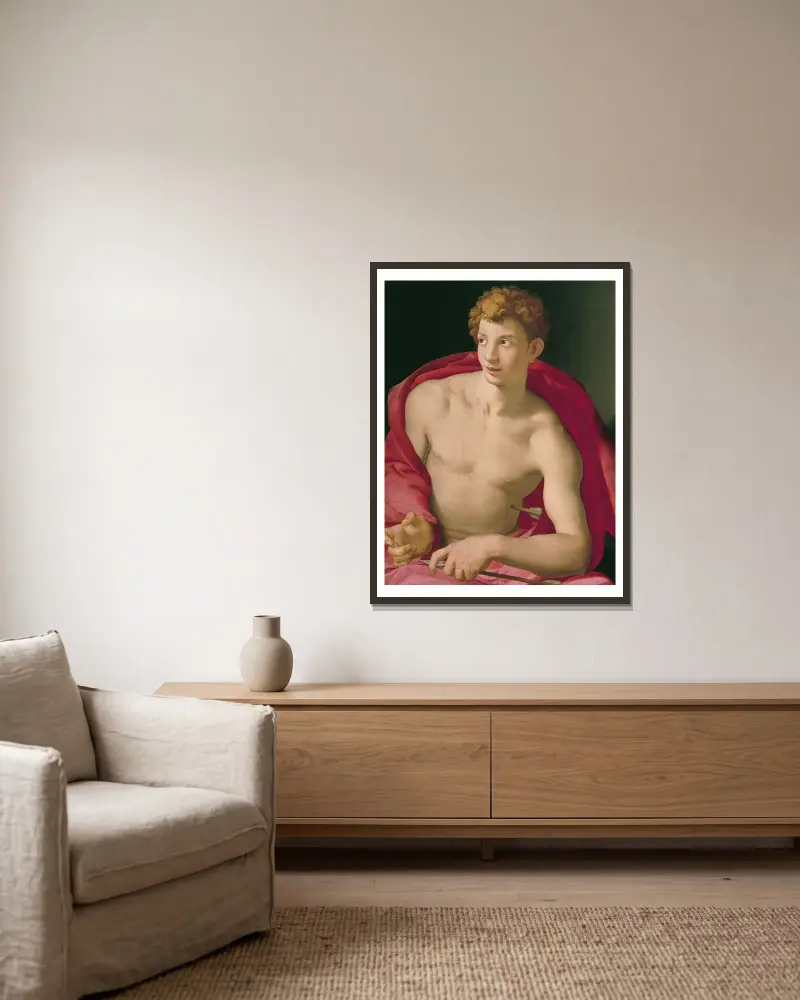 Der heilige Sebastian von Agnolo Bronzino gerahmt an einer Wand