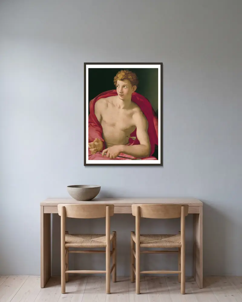 Der heilige Sebastian von Agnolo Bronzino gerahmt an einer Wand