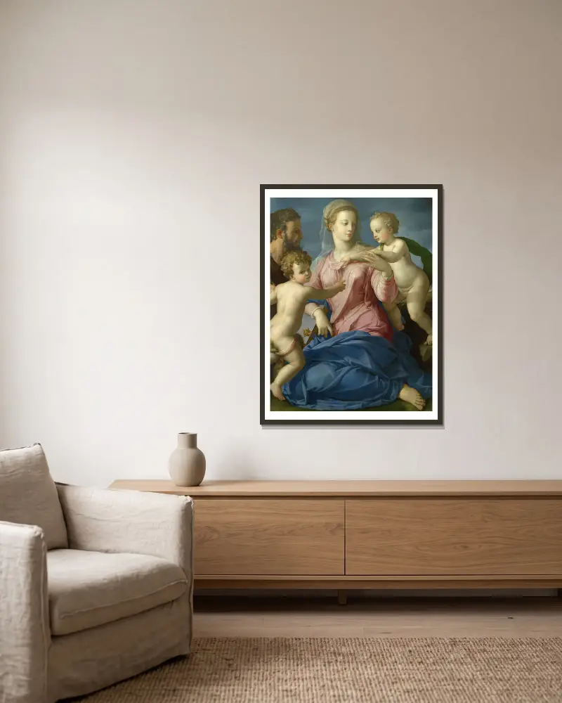 Święta Rodzina z Dzieciątkiem Janem Chrzcicielem, Agnolo Bronzino w ramie na ścianie