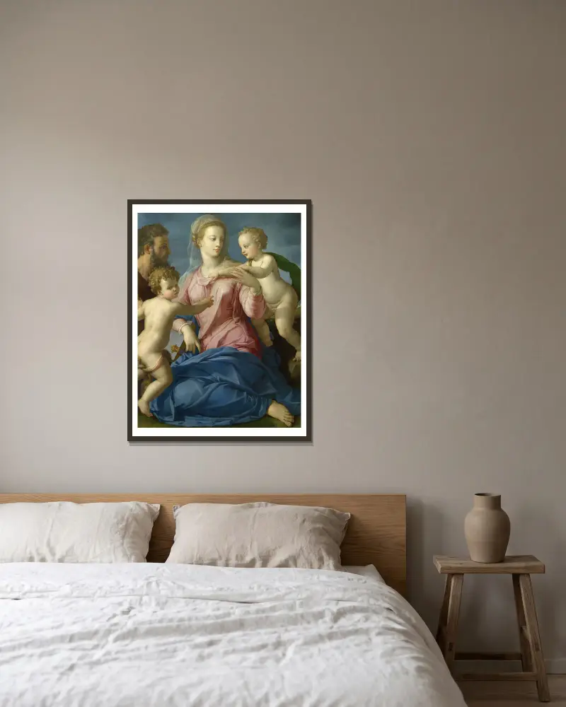 Święta Rodzina z Dzieciątkiem Janem Chrzcicielem, Agnolo Bronzino w ramie na ścianie