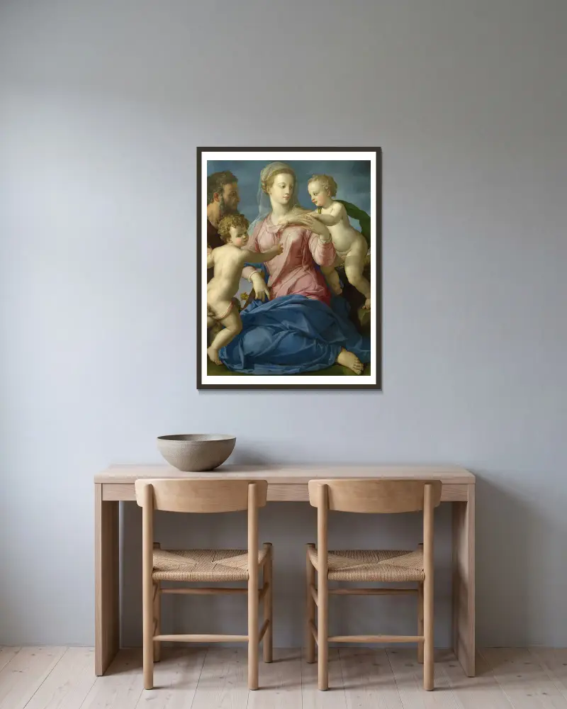 Święta Rodzina z Dzieciątkiem Janem Chrzcicielem, Agnolo Bronzino w ramie na ścianie