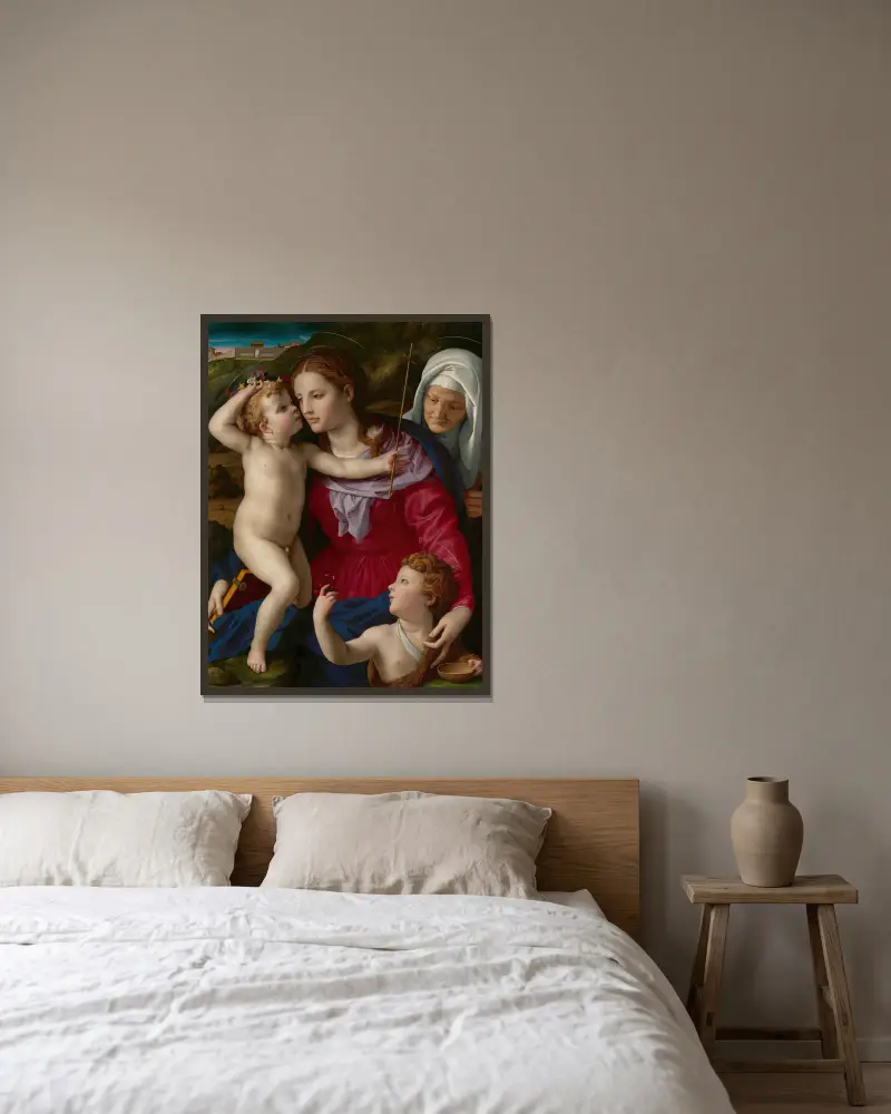 Madonna z Dzieciątkiem, św. Elżbietą i św. Janem Chrzcicielem, Agnolo Bronzino w ramie na ścianie