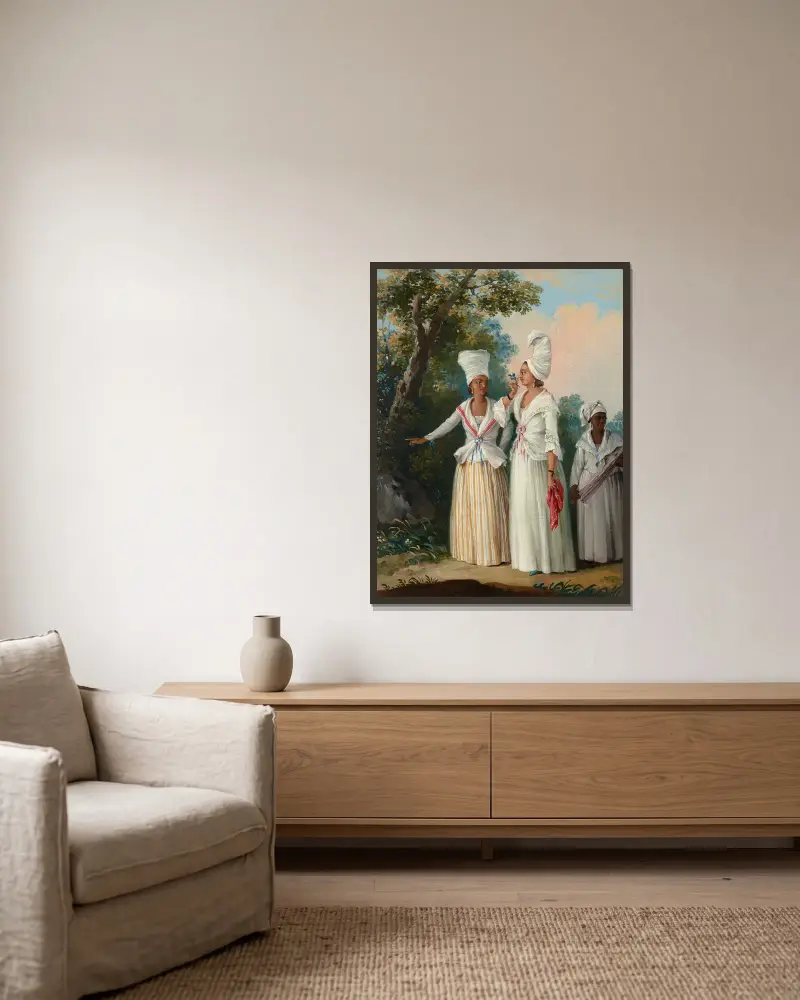 Blumenmädchen von Dominica von Agostino Brunias gerahmt an einer Wand