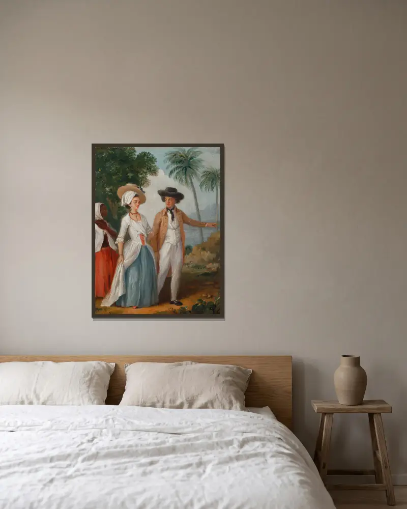Planteraren och hans hustru, med en tjänare av Agostino Brunias inramad på en vägg