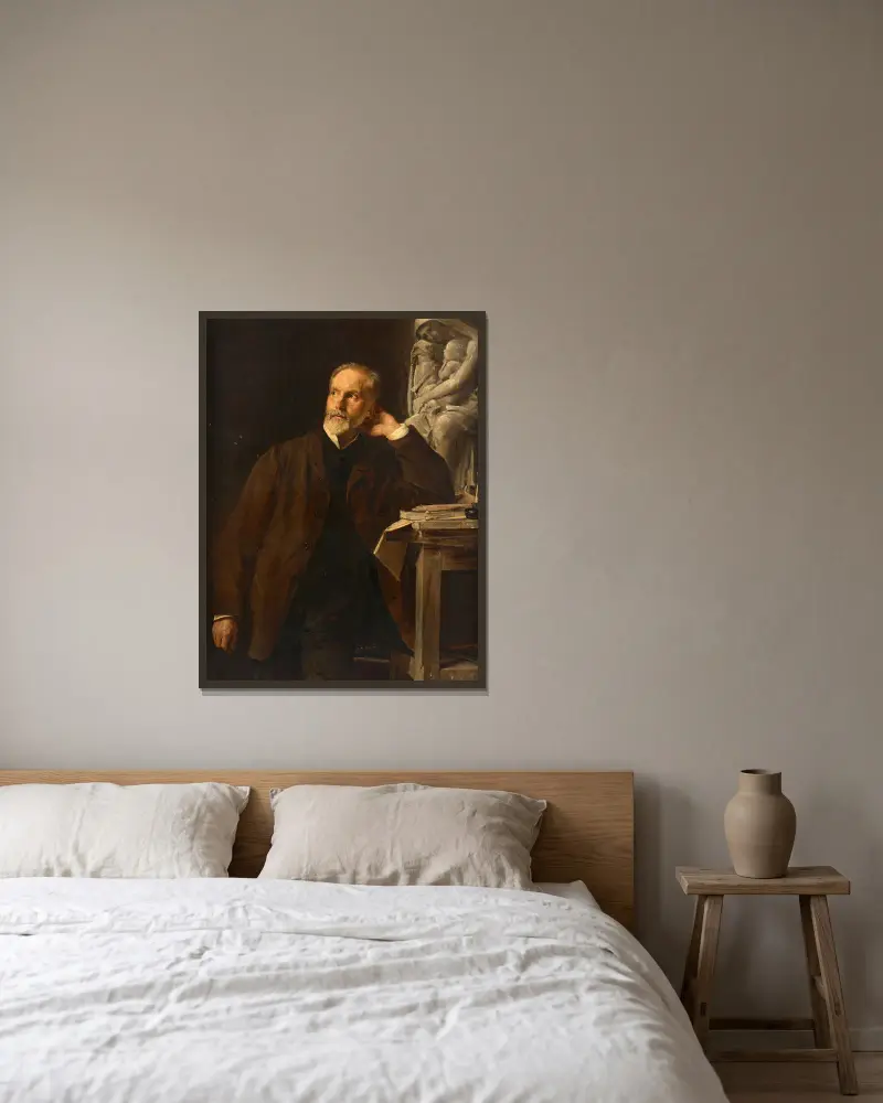 Porträtt av skulptören Eugène Guillaume av Paul-Jacques-Aimé Baudry inramad på en vägg