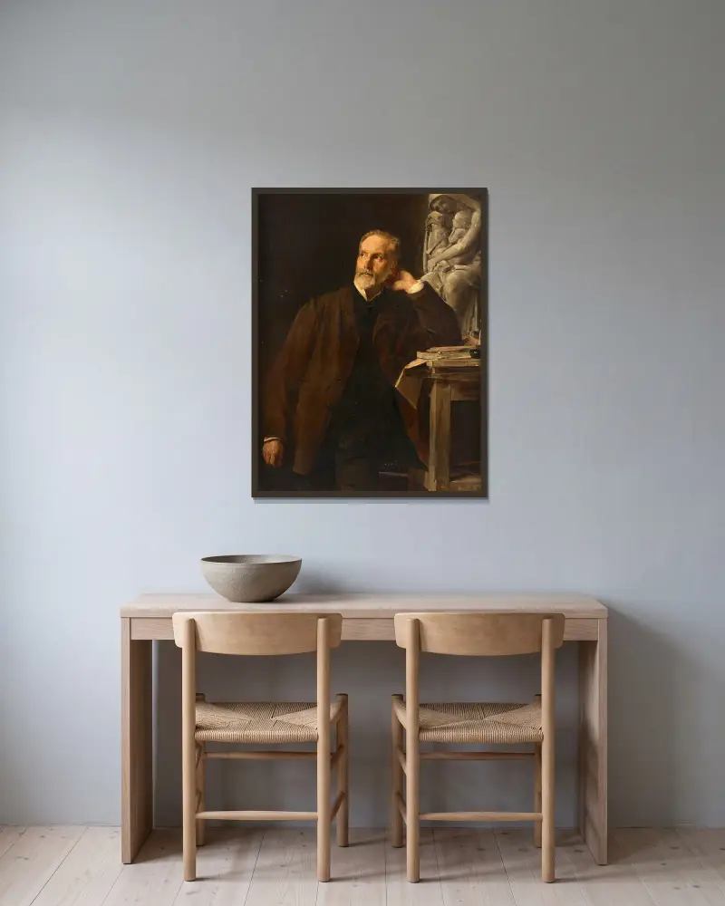 Porträtt av skulptören Eugène Guillaume av Paul-Jacques-Aimé Baudry inramad på en vägg
