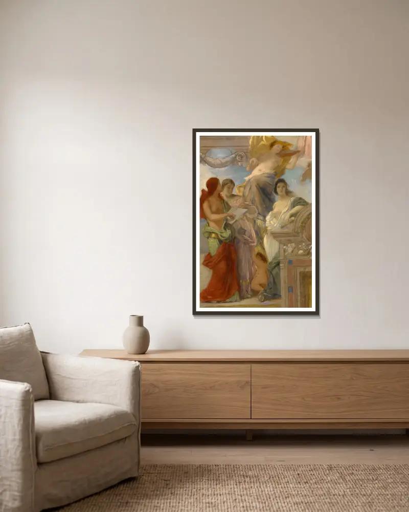 Study for an Architectural Decoration av Paul-Jacques-Aimé Baudry inramad på en vägg