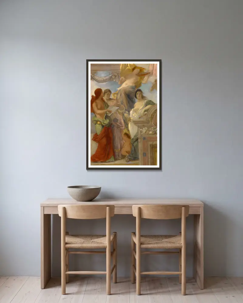 Study for an Architectural Decoration av Paul-Jacques-Aimé Baudry inramad på en vägg