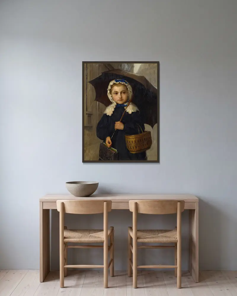 Louise Anker z parasolką, Albert Anker w ramie na ścianie