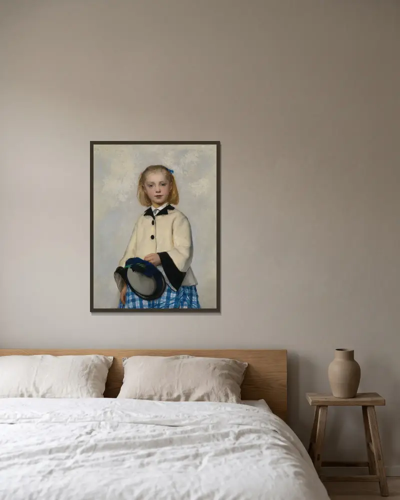 Umělcova dcera Louise, Albert Anker v rámu na stěně