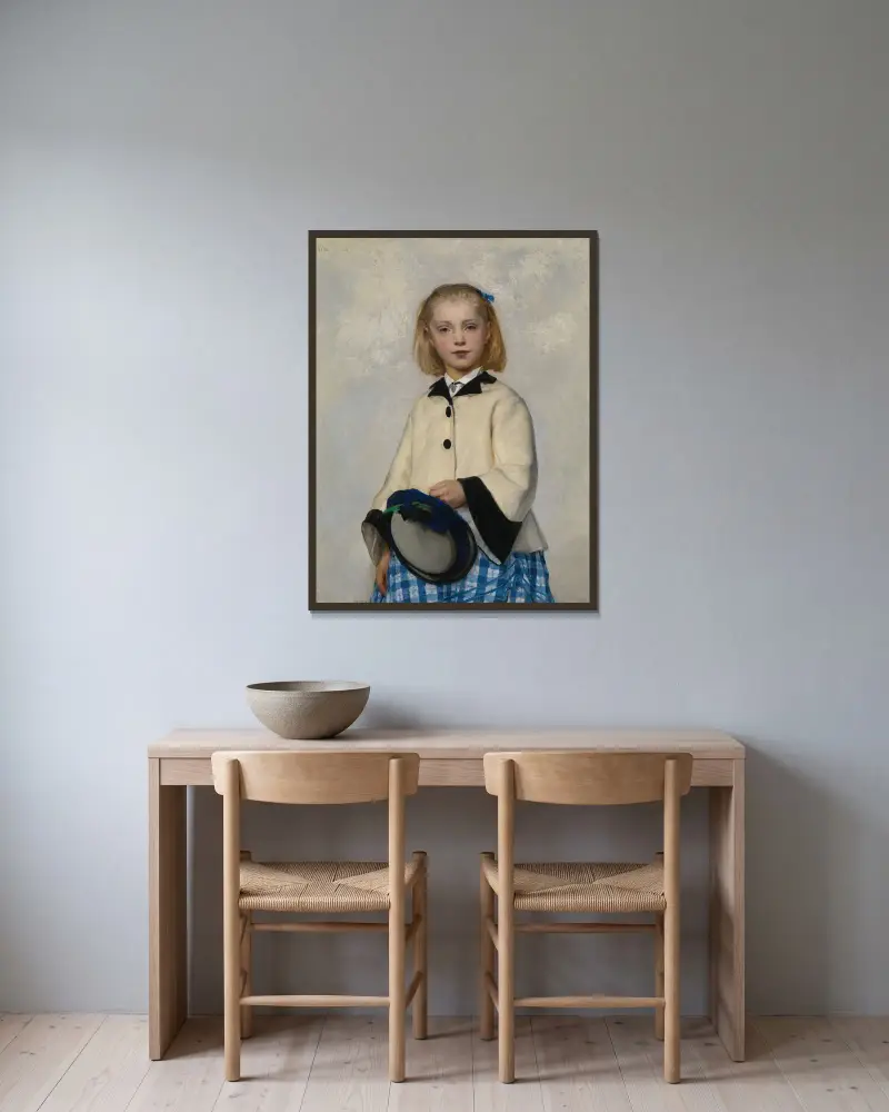 Umělcova dcera Louise, Albert Anker v rámu na stěně