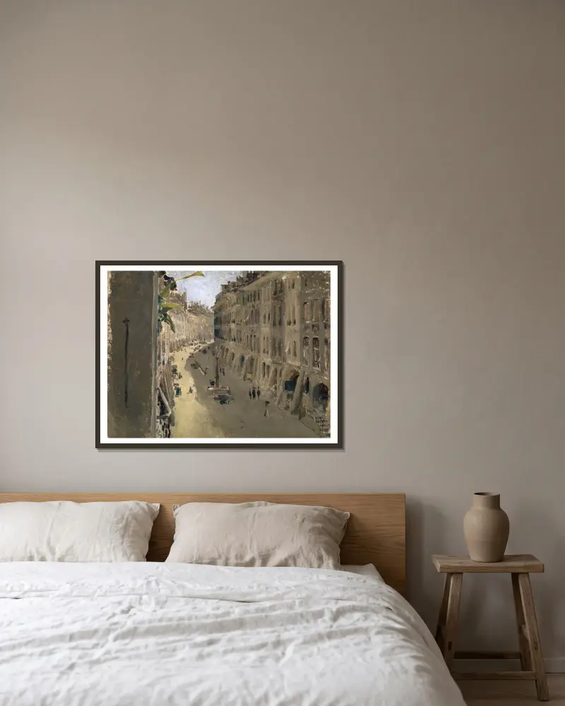 The Gerechtigkeitsgasse In Bern av Albert Anker inramad på en vägg
