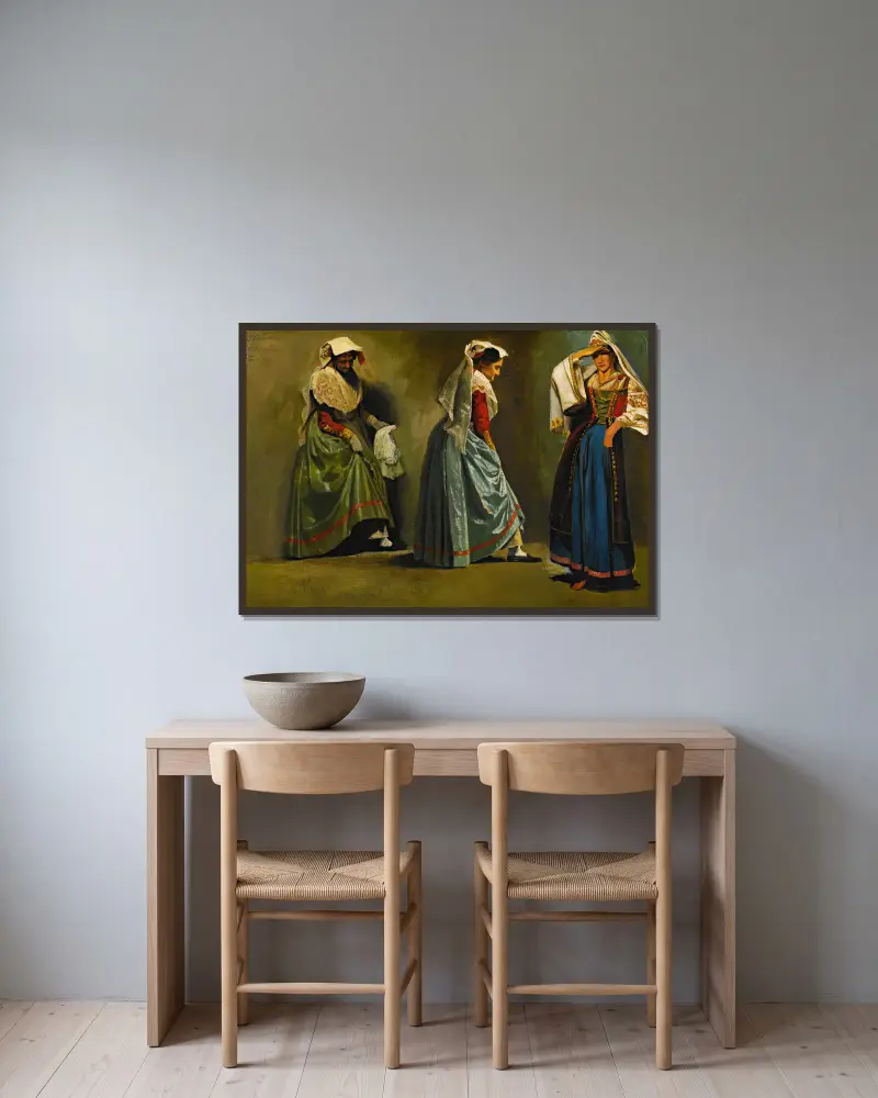 Italienische Kostümstudien von Albert Bierstadt gerahmt an einer Wand