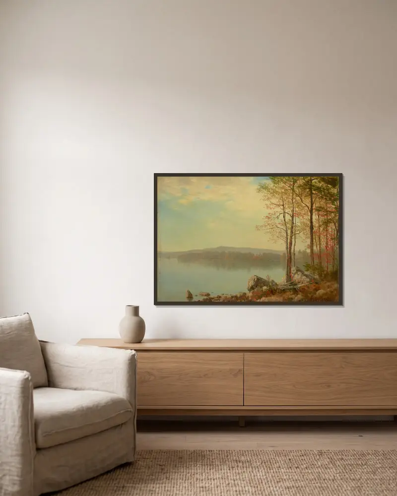 Landschaft von Albert Bierstadt gerahmt an einer Wand