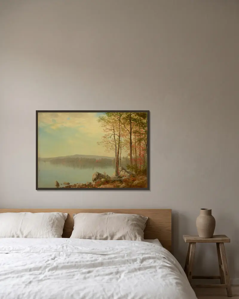 Landschaft von Albert Bierstadt gerahmt an einer Wand