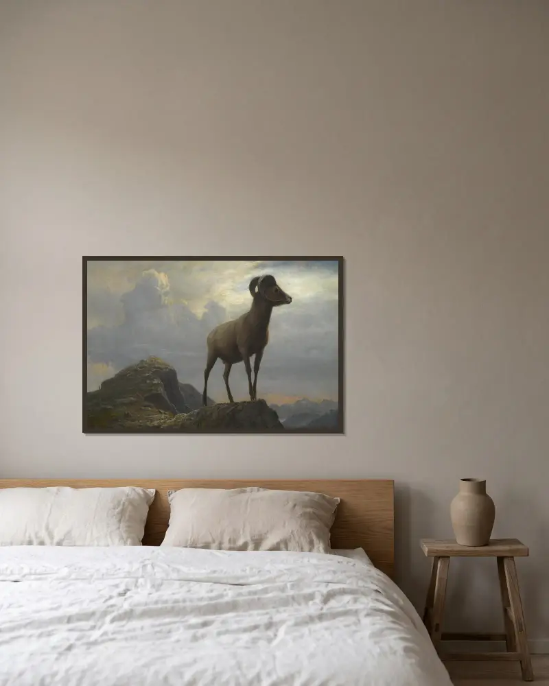 Studie av en bergsbagge av Albert Bierstadt inramad på en vägg